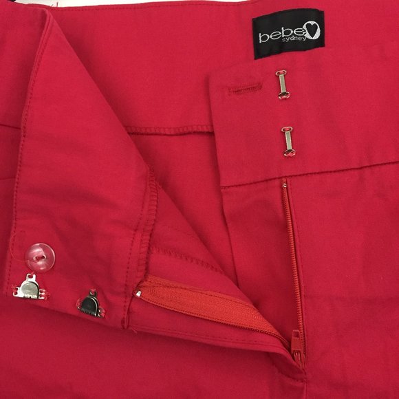 NWT BEBE SYDNEY Dark Pink Slit Hem Cropped/Ankle Dress Pants - Picture 5 of 11